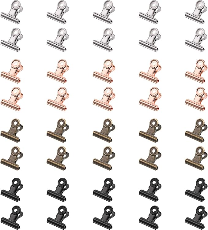 40 Pack Metal Clips 0.87 Inch Small Bull Binder Paper Clips for Picture Photo Crafts Food Bags Home Office Supplies(Multicolor)