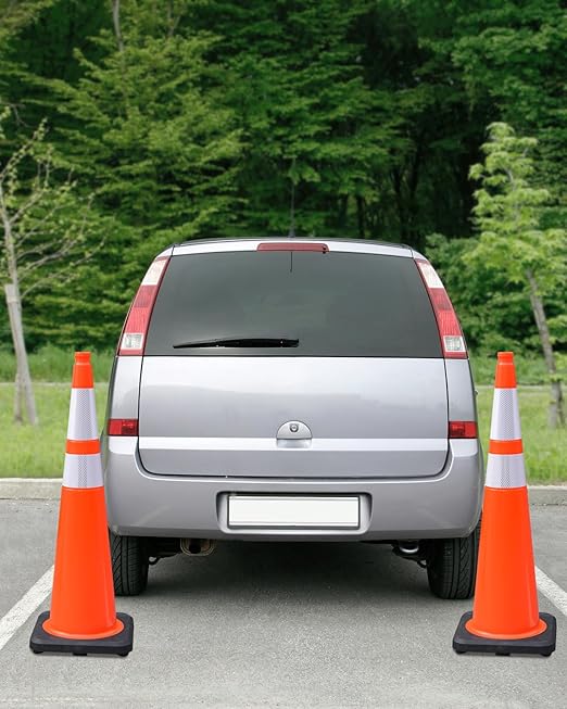 6 Pack Extra Large 36" Inch PVC Traffic Cones with Heavy-Duty Base, High-Visibility All-Weather Safety Cones for Road Construction, Parking Lot, and Garage Use (6, Orange, 36" Extra Large)
