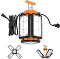 LED Temporary Work Light: 100W 15000Lumen with Brightness Adjustable Switch, 4 Deformable Panels Linkable Hanging Work Light, Portable 5000K Led Work Light for Workshop Construction Site Garage