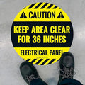 Caution Electrical Panel Keep Area Clear for 36 Inches Circle Floor 10x10 inches, Floor Decal Anti-Slip Adhesive Floor Sign Made in USA
