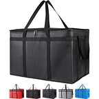 Bodaon 2-Pack Insulated Food Delivery Bag for Hot and Cold Meal, XXXL, Black, Grocery Tote Insulation Bag for Catering, Large Pizza Warmer