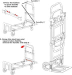 3 in 1 Convertible Hand Truck Dolly Cart with Wheels Collapsible/Folding handtruck Dolly / 2 Straps/Adjustable Height/for Luggages/Cartons/Warehouse/Supermarket/Office / 500 Lbs Load