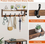 29'' Coat Rack Wall Mount with Shelf, Coat Hanger Wall Mount with Key Hooks and Mail Holder, Wood Entryway Floating Shelf with Hooks and Storage, Hat Rack for Wall Key Holder Mail Organizer
