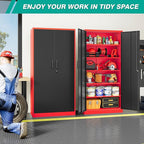 SISESOL Wide & Deep Metal Storage Cabinet with 6 Shelves,72" Tall Red Garage Storage Cabinet with Lock,Metal Cabinets with Locking Doors,Lockable Steel Cabinets for Home,Office,Shop,Garage,72x36x18