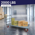 Flatbed Platform Cart Industrial Dolly – Heavy Duty 72” x 36” Hand Push Truck, Super Heavy Duty Flatbed with 2000Lb Capacity & 8'' Swivel Locking Wheels for Commercial Moving