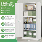INTERGREAT Metal Storage Cabinet, 72" H Lockable Steel Cabinets with Locking Doors, Storage Locker with Adjustable Shelves for Office, Home, Garage, Gym, School (White)