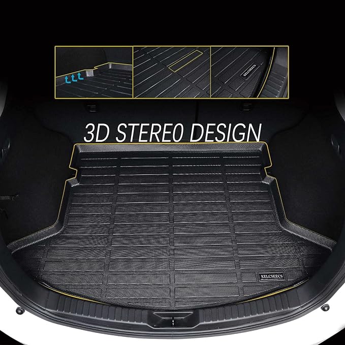 KELCSEECS® Floor Mats & Cargo Liner Custom for Kia Forte 2024 2023 2022 2021 2020 2019,All Weather Protection TPE Floor Liners Front& Rear Row Full Set Kia Forte Accessories Black