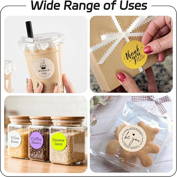 2 inch Dot Stickers Labels Circle Garage Sale Sticker 750Pcs Round Thermal Printer Stickers Printable Writable Price Labels for Yard Sale, Light Brown