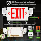 Gruenlich LED Combo Exit Sign, Emergency Light with 2 Adjustable Heads and Double Face, Back Up Batteries- US Standard Red Letter EXIT, UL 924 Qualified, 120-277 Voltage, 4-Pack