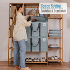 VENO 8 Pack Moving Bags and Large Christmas Storage Bins with lids. Alternative to Moving Boxes, Packing Supplies for College. Extra Large Heavy Duty Totes for Packaging (Light Blue Matte, 8 Pack)