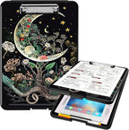 A4 Clipboards,Heavy Duty Waterproof Nursing Plastic Folder Clipboard with Storage Clip Boards,File Folder Storage Box Clipboard Case for Teacher,Doctor,Offices,Moon Flowers