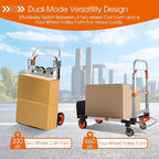 3 in 1 Folding Hand Truck Dolly Cart with Wheels, 660lbs Capacity Foldable Utility Cart Aluminum Trolley Cart Convertible Dolly for Moving Furniture Shopping for Garden Home Office Warehouse