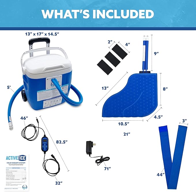 Polar Active Ice 3.0 Cold Therapy Ice Machine System with Programmable Timer, Foot Therapy Compression Pad, Lightweight 16 Quart Cooler, Quiet Pump, Strong Cryotherapy Pain Relief Treatment