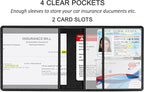 Car Registration and Insurance Holder, Premium PU Leather Vehicle Glove Box Car Organizer Men Women Wallet Accessories Case for ID, Driver's License - Black