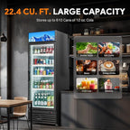 Wilprep Commercial Refrigerator, 22.4 cu. ft. Upright Beverage Display Refrigerator with LED Lighting, 27.6" Glass Door Merchandiser Cooler, ETL, ETL sanitation Listed
