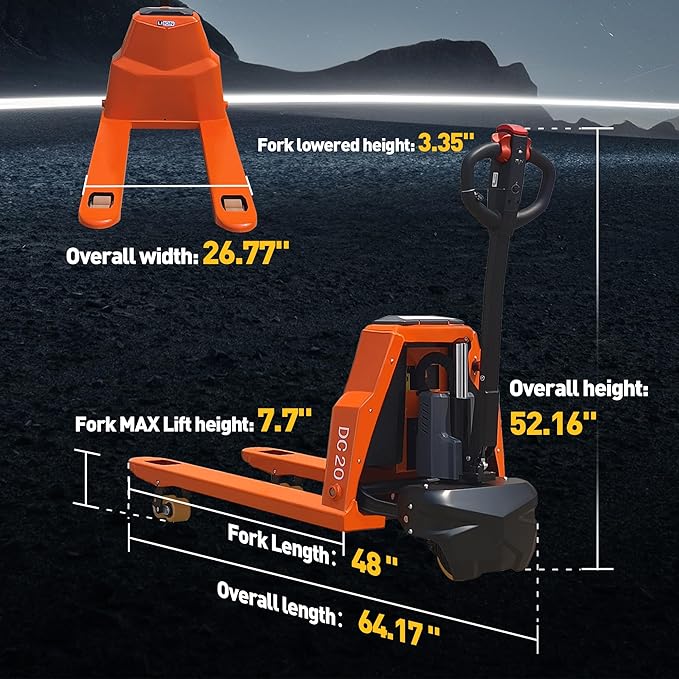 Full Electric Pallet Jack,Lithium Battery Truck Powered Handling Jacks,4400 Lbs Electric Pallet Truck 48" X 27" Forks ，Safety Equipment Suitable for Industrial and Commercial Applications