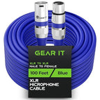 GEARit XLR Male to Female Microphone Cable (100 Feet, 1 Pack) 3-Pin Balanced Shielded Mixer, Recording Studio, Podcast - Blue