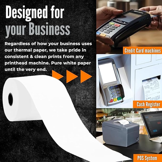 3 1/8 X 230 Thermal Paper Rolls (30 Rolls/Box) – BPA-Free Rolls for POS Systems, Cash Registers & Credit Card Machines