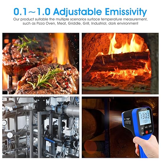 AIOMEST High Temp Thermometer Gun -58℉~2912℉, Pyrometer D:S=30:1 Dual Laser Industrial IR Temperature Meter w/Touch Buttons (NOT for Human Temp)