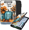 Clipboard with Storage Box & Pen Holder,Heavy Duty Clip Boards 8.5x11 for Nursing,High Capacity,School & Office Supplies,Fall Pumpkins