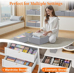 Drawer Organizer Clothes, 24 Pack Drawer Organizers and Underwear Organizer for Nursery, Dividers Clothes Organizer, Closet Organization and Foldable Storage Bins for Socks, Bra, Tie, Grey
