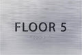 6" X4" Floor 5 Sign - ADA Compliant Tactile Graphics Grade 2 Braille Text | Wall Mount Plastic Directional Assistance, Floor Number Sign for Office, Schools, Hospitals, Apartments