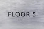 6" X4" Floor 5 Sign - ADA Compliant Tactile Graphics Grade 2 Braille Text | Wall Mount Plastic Directional Assistance, Floor Number Sign for Office, Schools, Hospitals, Apartments