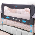 TotCraft MiniFlex Adjustable Length & Height Bed Rail for Toddlers – Fits Twin, Full & Queen Beds – 35.5″ or 47″ Two Fixed Lengths – 14 Height Levels – ASTM Certified Toddler Bed Rail for Kids (Grey)