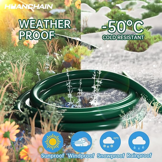 HUANCHAIN Indoor Outdoor Green Extension Cord 10 ft Waterproof, 16/3 Gauge Flexible Cold-Resistant Appliance Extension Cord Outside, 13A 1625W 16AWG SJTW, 3 Prong Electric Cable, ETL