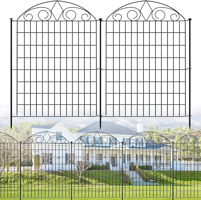 SUNLAX 10 Panels Garden Fence 24ft(L) x 40in(H) Fencing Tall for Yard Dog Pet Fence No Dig Temporary Fence Barrier for Outdoor Patio Without Gate