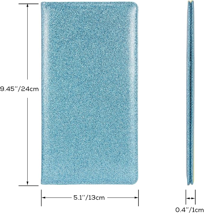 Car Registration and Insurance Holder, Leather Magnetic Shut Vehicle Glove Box Organizer for Document, Card, Driver License, Glitter LightBlue