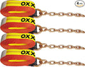 2" x 16' Replacement Tie Down Straps with Chain Tail,4-Pack,Heavy-Duty Car Trailer Straps for 8-Point Tie Down Kits – Extension Strap for Vehicle Transport, Flatbeds & Trailers