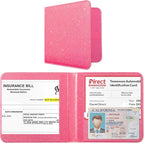 CoBak Car Registration and Insurance Holder - Small and Lightweight Vehicle Glove Box Car Organizer, Auto Truck Comparment Accessories Case for Essential Document, Driver License (Glitter Rosy)