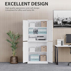 Metal Storage Cabinet with 3 Adjustable Shelves,White Storage Cabinet with Lock,71" Lockable Metal Cabinets with Locking Doors,Tall Steel Pantry Cabinets 4 Door for Home,Office,Garage,Bathroom,Kitchen