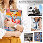 Clipboard with Storage,Office Supplies Nursing Clipboards Folder with Pen Holder Plastic Storage ClipBoard Foldable for Teacher Nurse,Sunset Flamingo