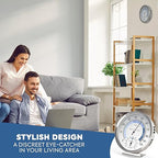 Analog Hygrometer – Thermometer Hygrometer for Indoor – Premium Stainless Steel Humidity Gauge Indicator – Temperature and Humidity Monitor – Battery Free Operation – Ø 12.5 cm