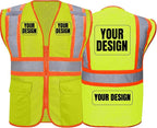 BeautyWill Custom Safety Vest Customized Logo Class 2 High Visibility Reflective Vest with Pockets Construction workwear