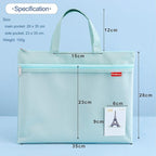 Pendancy Mesh Zipper Pouch 11x13.7 in, 2 pcs Large Double Pocket Waterproof File Bag with Handle, A4 Size Foldable Document Storage for Puzzle Project/Cross Stitch/Travel/Office（Gray Green）