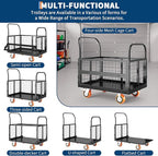 6in1 Foldable Platform Truck Cart with Cage Platform Truck,1800lbs Push Cart Dolly Capacity Flatbed Hand Truck Dolly Cart Multipurpose for Grocery, Laundry, Garage, Warehouse (Black)
