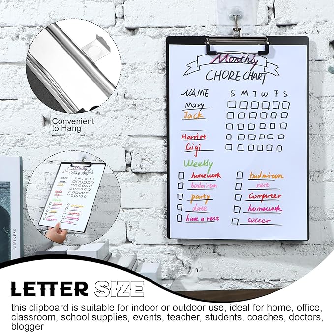 30 Pieces Clipboards, Plastic Clipboards with Low Profile Clip A4 Letter Size Cute Clip Boards Holds 100 Sheets for Home Office Classroom Supplies, 12.4 x 8.7 Inch (Chic Style)