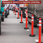 OrangeStar 9-Pack 42" Traffic Delineator Post Cones with Heavy Duty Rubber Base, Orange Safety Cones for Road, Parking Lot, Warehouse, Construction Zone Safety