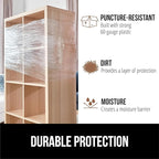 GORILLA GRIP 500% Shrink Wrap Roll with Handle, 5" 500ft Plastic Wrap Stretch Film, Puncture Resistant Industrial Strength Moving Supplies, Pallet Storing, Packing Furniture Protection, 2 Pack Clear