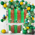 3 Pack 3.3 x 8.2 ft Green and Brown Foil Fringe Backdrop Curtains, Tinsel Streamers Party Decorations, Fringe Backdrop, Door Shimmer for Super Bowl or Birthday Party