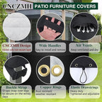 Heavy Duty Patio Furniture Covers Waterproof, 600D Round Outdoor Furniture Cover Waterproof for Sectional Sofa Couch, Outdoor Dining Table and Chair Set Covers 54"DIA x 28"H, Black