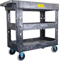 550lb Capacity Heavy Duty Plastic Utility Cart 34-1/2" L x 16-3/4" W with Handle 3 Shelves Pake Handling Tools