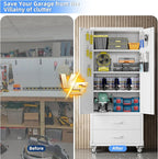 SUXXAN Rolling Storage Cabinet with 2 Doors and 2 Drawers, Heavy Duty Metal Storage Cabinet with Shelves, Locking Steel Cabinet for Warehouse, Home, Office (White)