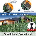 Artificial Ivy Fence Privacy Screen with Mesh Back, 59" x 118" Faux Ivy Vine Leaf Fence Panels, Balcony Privacy Screen, Hedge Wall Decoration for Outside, Garden, Yard, Patio