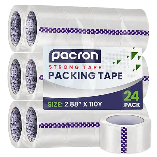 Clear Packing Tape - 24 Heavy-Duty Wrapping Tape - 110-Yard Length, 2640 Total Yards 2.88-Inch Wide Strong Adhesive Rolls for Moving Boxes, Office Packaging, Storage Organization & Warehouse Shipping