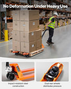 VEVOR Pallet Jack, 6600 lbs Load Capacity, Manual Pallet Truck with 48L x 27W Inch Forks for Material Handling, 3.35-7.1 Inch Fork Lift Height Range, Suitable for Warehouse, Supermarket, Manufacturing