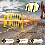 Industrial Expandable Barricade Gate, 16.4 Ft Retractable Traffic Fence with Casters, Easily Assembled Safety Barrier for Maintenance and Construction Work, Crowd and Traffic Control